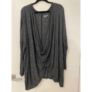 Lane Bryant LIVI Active Dark Gray/Black Drape Front Sweater Plus Size 3X 22/24